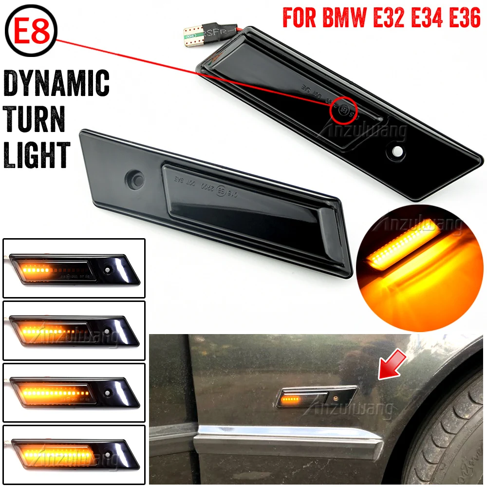Flashing Sequential Dynamic Turn Signal Side Marker Lamp For BMW E30