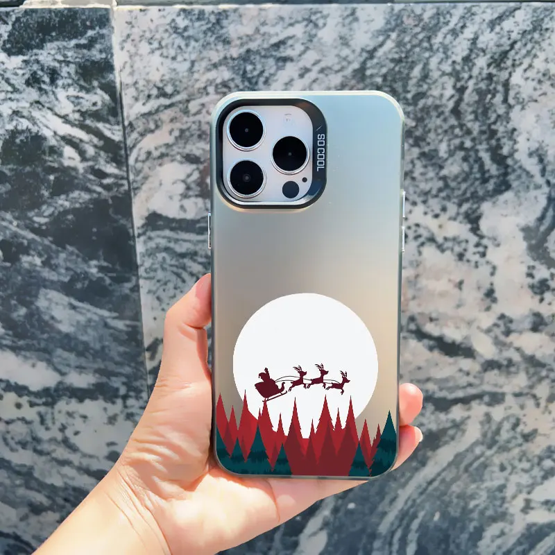 Schneelandschaft Weihnachten Handyhülle für iPhone 14 13 12 Mini 11 Pro Max 17 16 15 Pro Max Plus Stoßfeste Laser-Cover – Detail 7