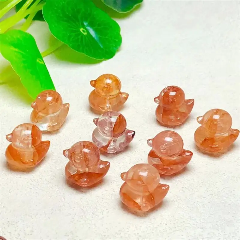 

5pcs Natural Red Fire Quartz Hematoid Mini Cute Duck Healing Reiki Creative Fun Home Decoration Craft Gift Ornament 15mm