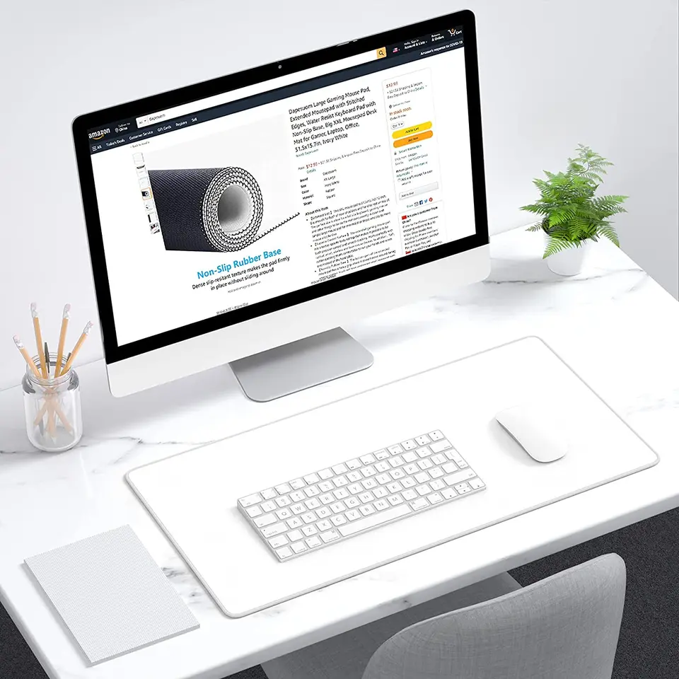 Grand Tapis De Souris à Motif De Marbre Noir Et Gris, Pour Clavier D' Ordinateur De Gamer, Tapis De Table En Caoutchouc Antidérapant, Accessoire De Bureau Pour Ordinateur Portable De Jeu D'entreprise