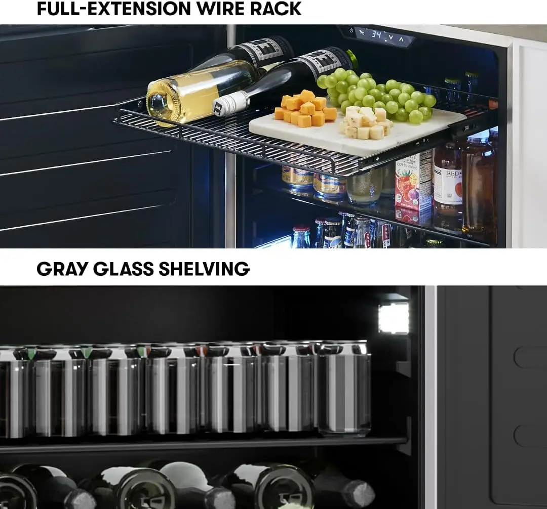 Presrv 24 Inch Outdoor Wine Fridge & Beverage Refrigerator Single Zone Under Counter Drink Chiller Freestanding Stainless Steel 5