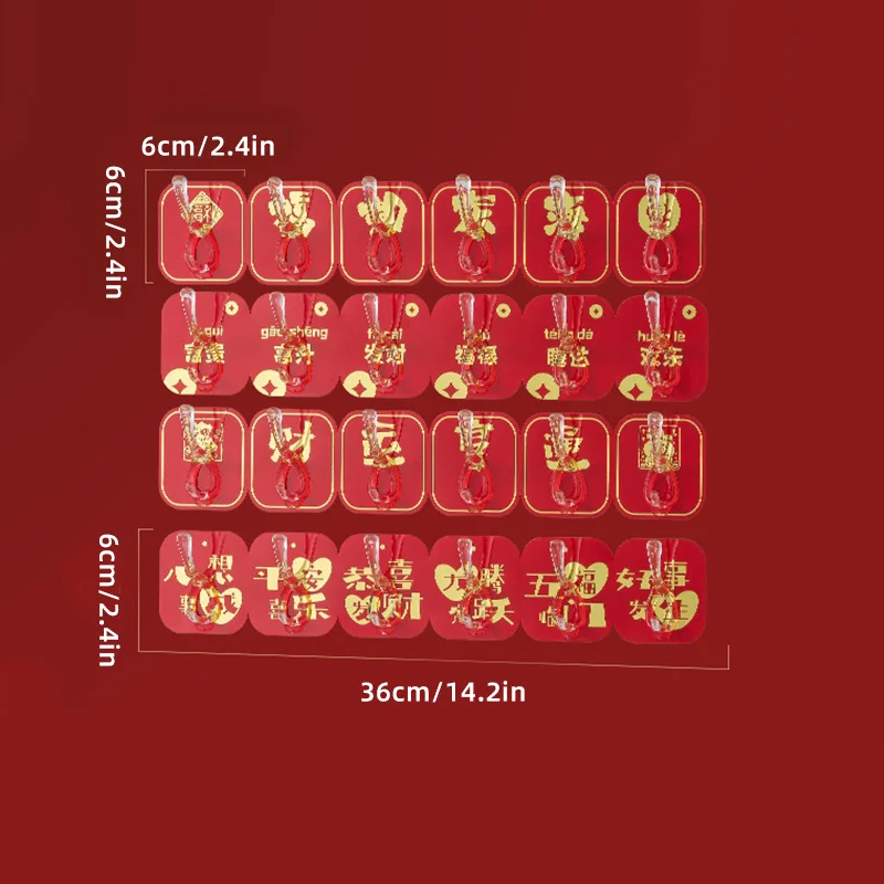 6 Hooks for Spring Festival Decoration Cutable Strong Adhesive CNY Holder Blessing Sticky Corner Rack Festive Home Decor