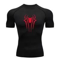 GYM Compression Tshirts Sport Workout Y2K Spider Print T-shirts Mens Running Fitness Tight Summer Sportswear Top Tee 2