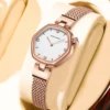 Hannah Martin Top Brand Women Stainless Steel Mesh With White Rose Gold Clock Original Japanese Quartz Movement Luxury Watches 1