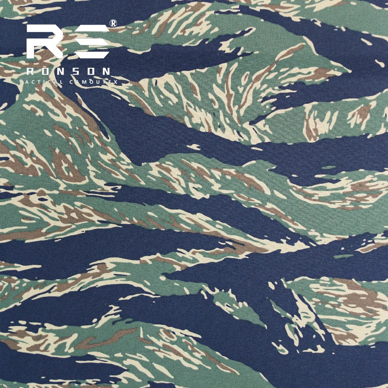 hot sale 500D nylon oxford Tiger Strip Blue/Black/Desert camo camouflage tactical fabric use for bag vest in stock