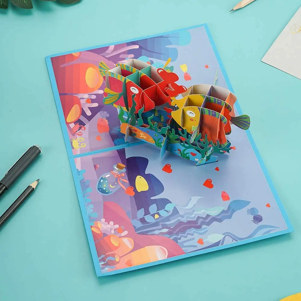 Kiss Fish Pop Up Cards Romantic 3D Valentines Day Card for Couples Romantic Anniversary Card Valentines Day Gift