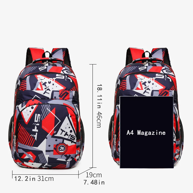 Large-capacity leisure backpack - a versatile schoolbag equipped with adjustable shoulder straps, zipper closure, and polyester