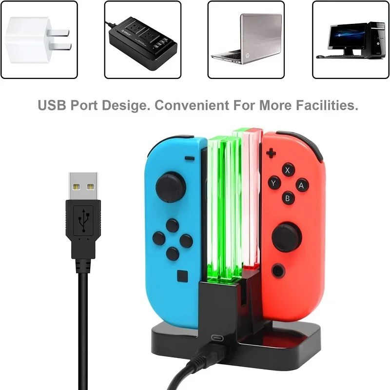 Bangshe 4 In1 Led Indicator Charger Stand Dock Station Compatibile Con Nintendo Switch Type-C Holder Per Switch Oled Controller