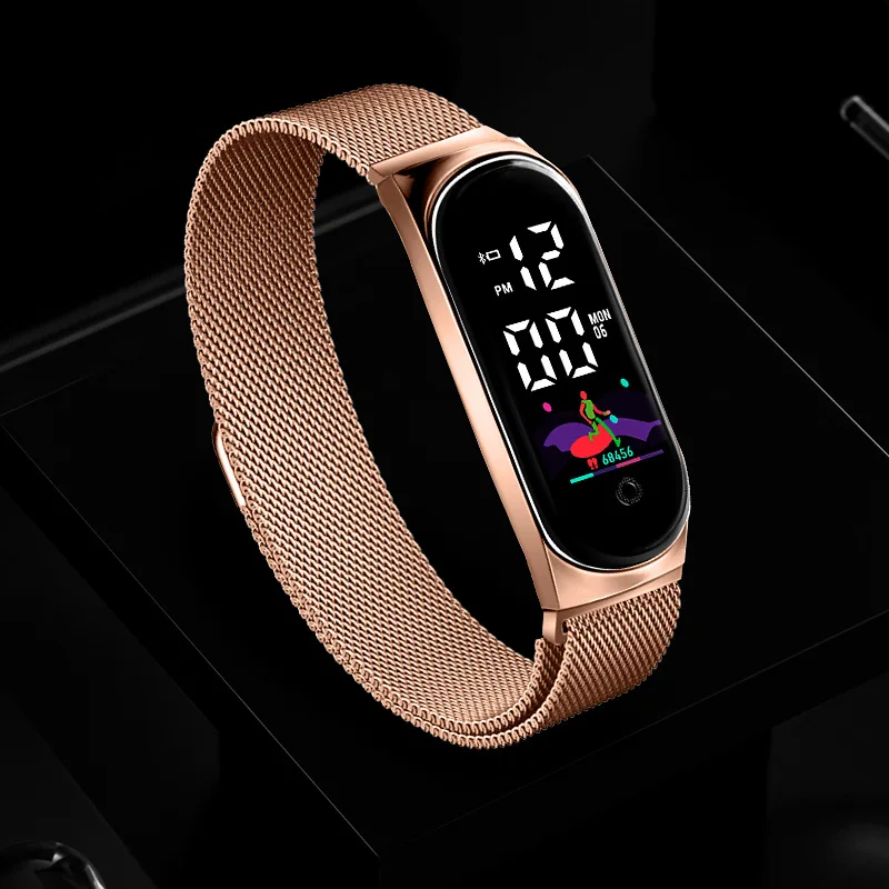 

New Led Women Watch Magnetic Watchband Strap Waterproof Touch Feminine Clock Fashion Digital Wristwatches Relogio Feminino