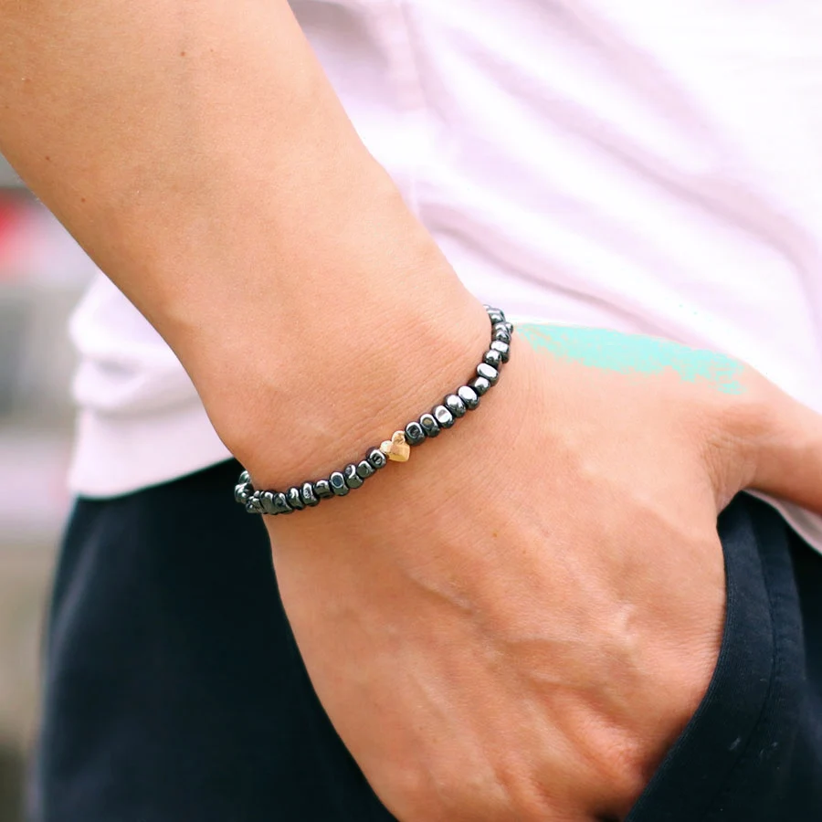 Hematite Healing Stretch Beaded Bracelet for Men and Women
