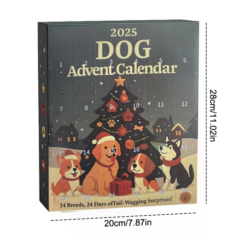 Dog Advent Calendar 2025-24Pcs 2D Festive Breeds Ornaments - Advent Calendar For Pets With Reusable Ornaments, Idea For Dog Love