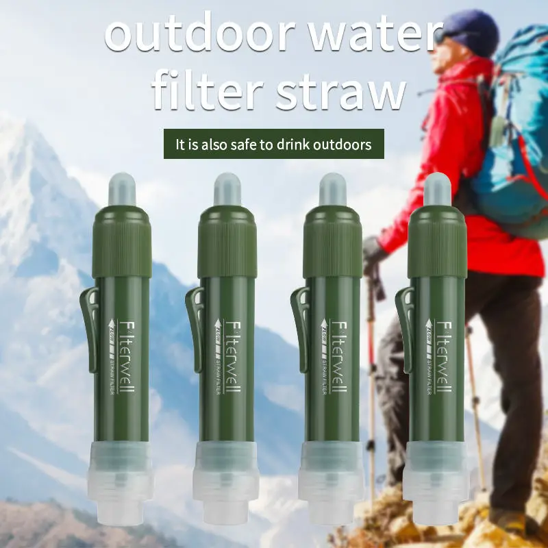 Filterwell Camping Water Filter Straw Carbon Survival Puribag Filter Pond Water Purifier Outdoor Tourism for Potable Drinking