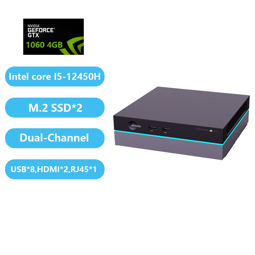 2024 Mini Pc Con Scheda Grafica Micro Computer Nvidia Gtx1060 Intel Core I5-12450H 32Gb Ddr4 1Tb M.2 Office Gaming Minipc Nuc