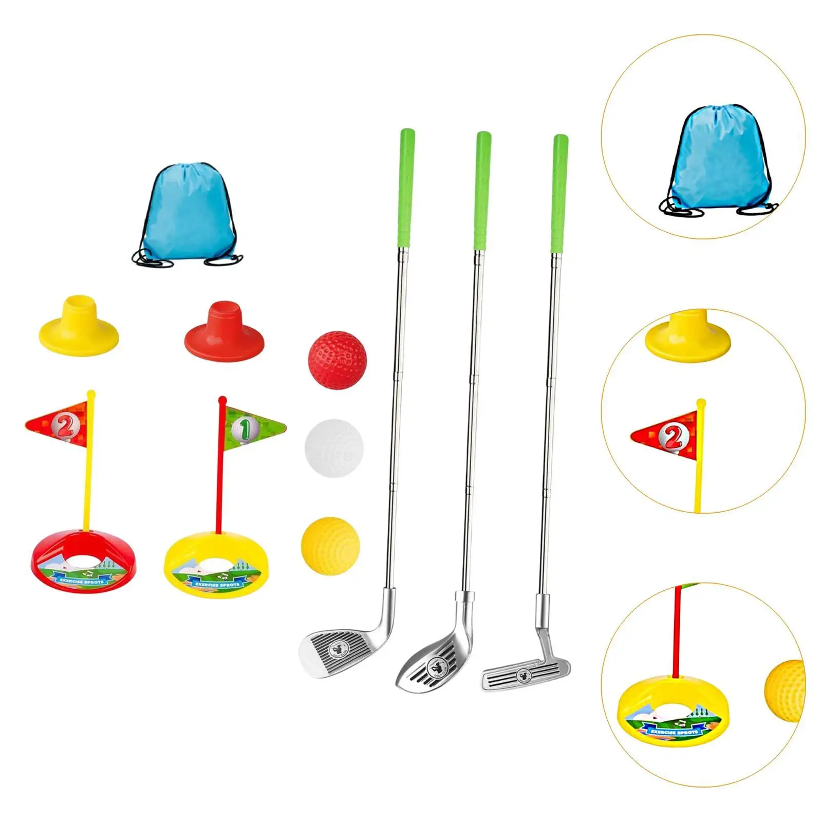 https://ae01.alicdn.com/kf/S36883adb644047ea8a9946f3f5600a98c.jpg Kids Golf Club Set Mini Golf Game with Multifunctional Club with storage bag