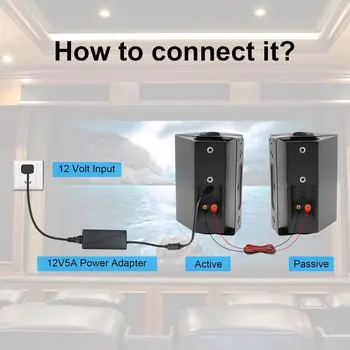 Herdio 5.25 Inch Indoor Outdoor Bluetooth Speakers Patio Waterproof Wired Wall Mount System 300 Watts Black 2