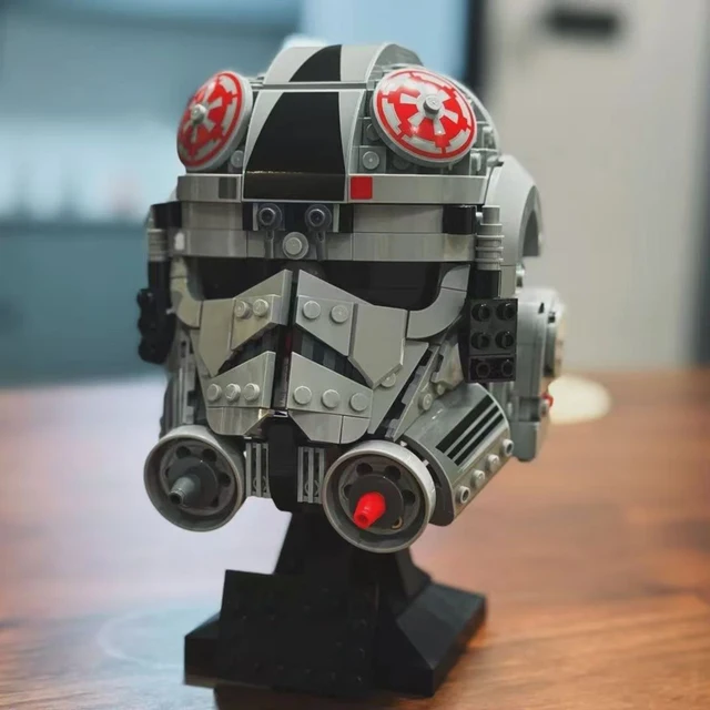 Space War Helmets Luke Skywalker TIE Fighter Pilot Building Blocks Darth Vader The Mandalorian Helmet Model Bricks Toys Boy Gift 5