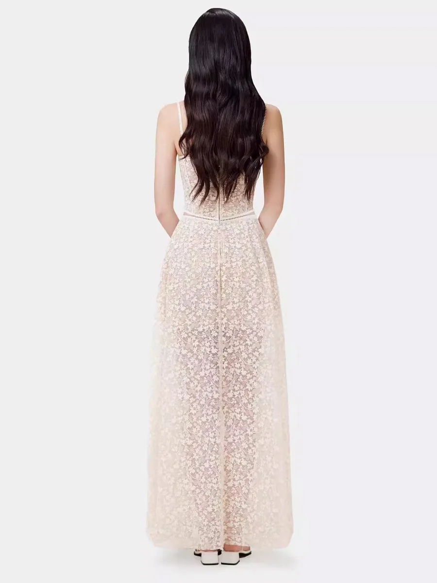 fitted lace wedding dress Green Embroidery Tulle V-Neck Sleeveless Elegant Charming Spring Dresses, CP1141 US2 / Orange Flowers main image 0