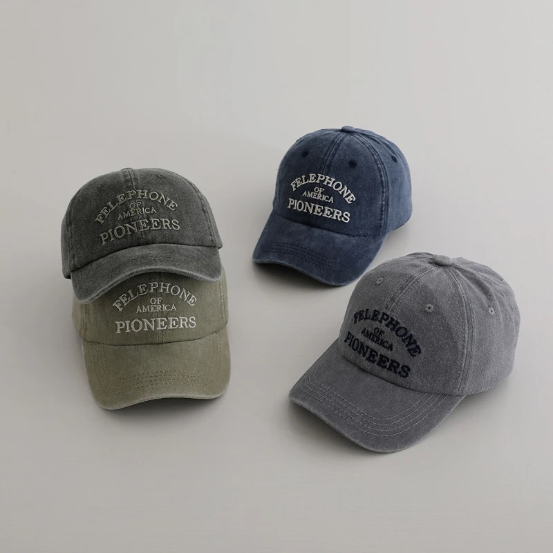 Fashion Boys Embroidered Letter Baseball Cap Kids Denim Sun Hat UV Protection Peaked Caps 3-8Y