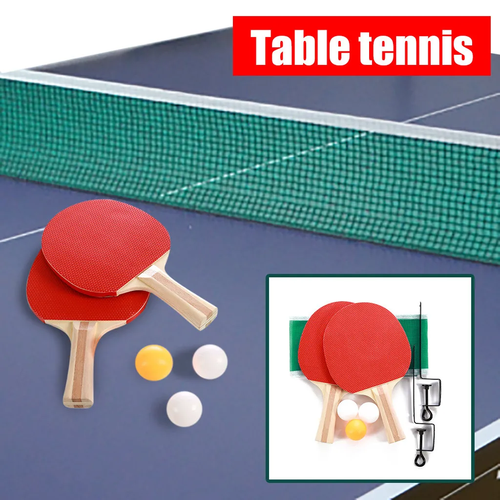 Indoor Games Sport Portable Table Tennis Net Bracket Ping-Pong Paddles Kit Set