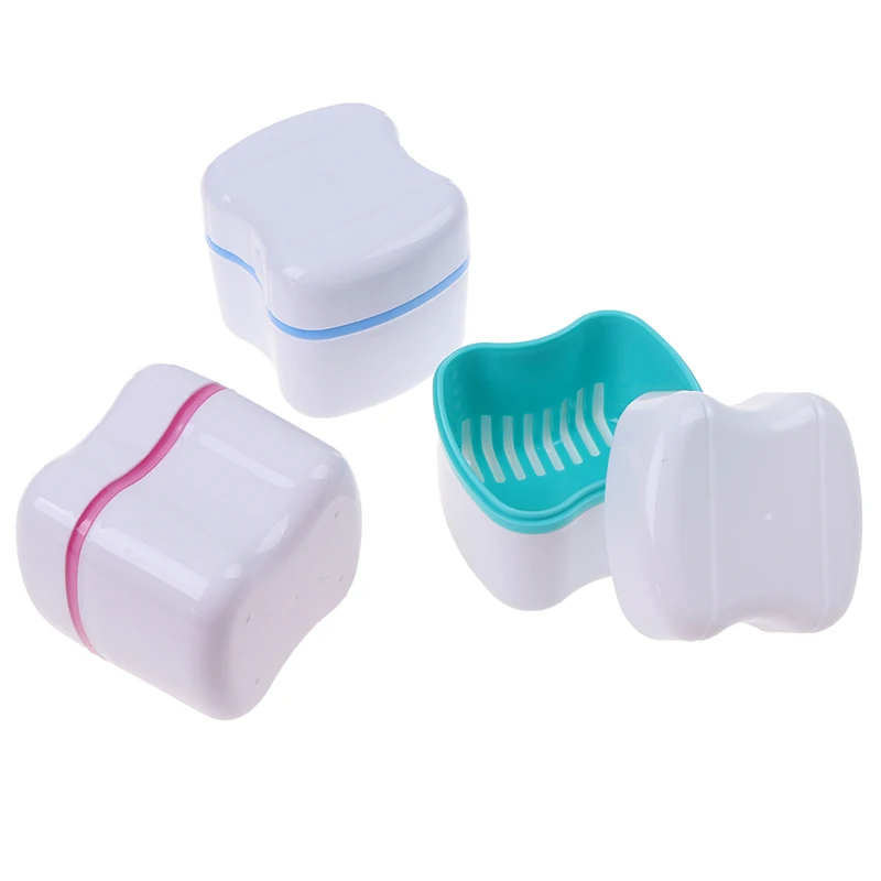 Jidyllic Boîte à Dentiers Avec Passoire – Portative, étanche, Compacte 7,8 Cm – Pour Prothèses, Appareils Orthodontiques, Bijoux – Bleu Royal