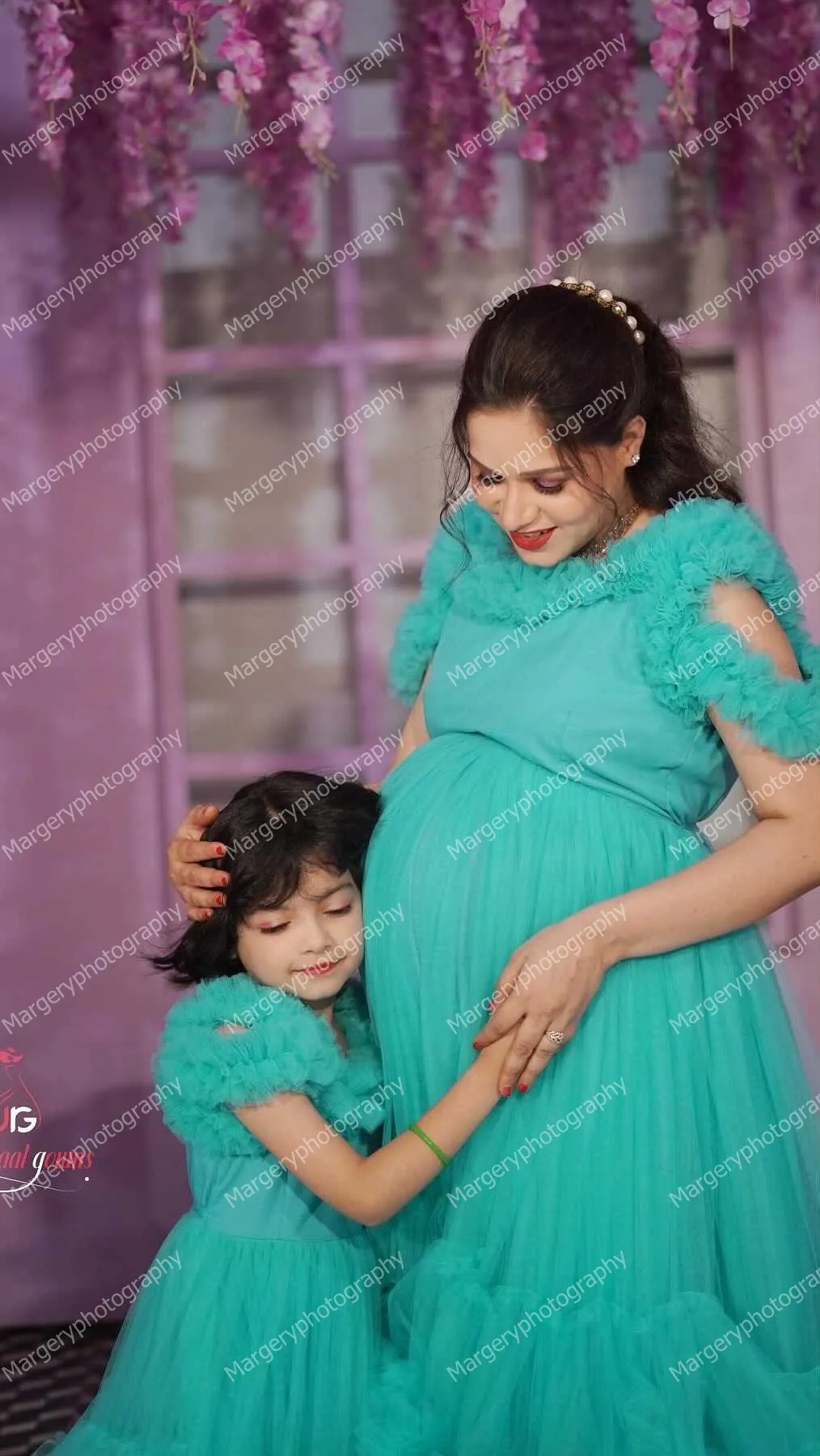 Puffy Mother And Daughter Tulle Prom Dresses Pretty Ruffles Tiered Mesh Mom Amd Kids Party Gowns