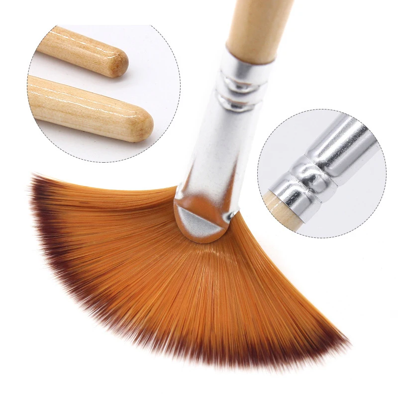 Drawing Painting Brush, Happon Fan Brushes Fan Art Paintbrushes Artist Soft  Anti-Shedding Nylon Hair Paint Brush Set for Acrylic Watercolor Oil