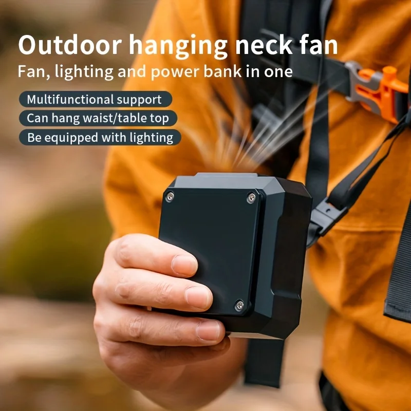 

USB Mini Portable Rechargeable 4000mAh Hanging Neck Fan Waist Fan For Outdoor Camping Hiking Climbing Running with Power Bank
