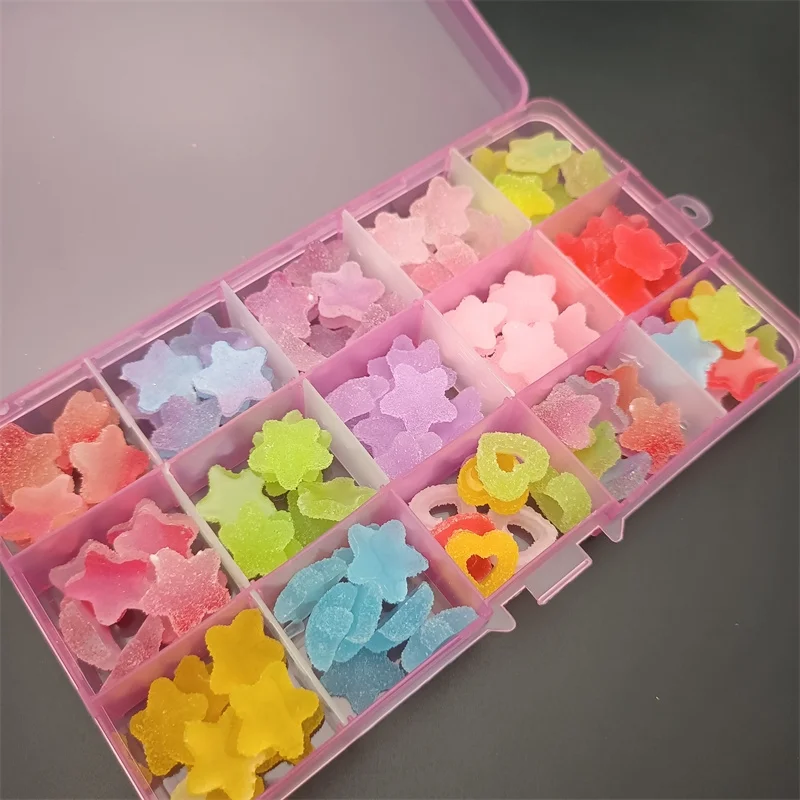 

2022 New 3D Kawaii Gummy Heart Star Soft Sugar Nail Art Charms Aurora Bear Nail Art Rhinestones Accessories DIY Nails Decoration