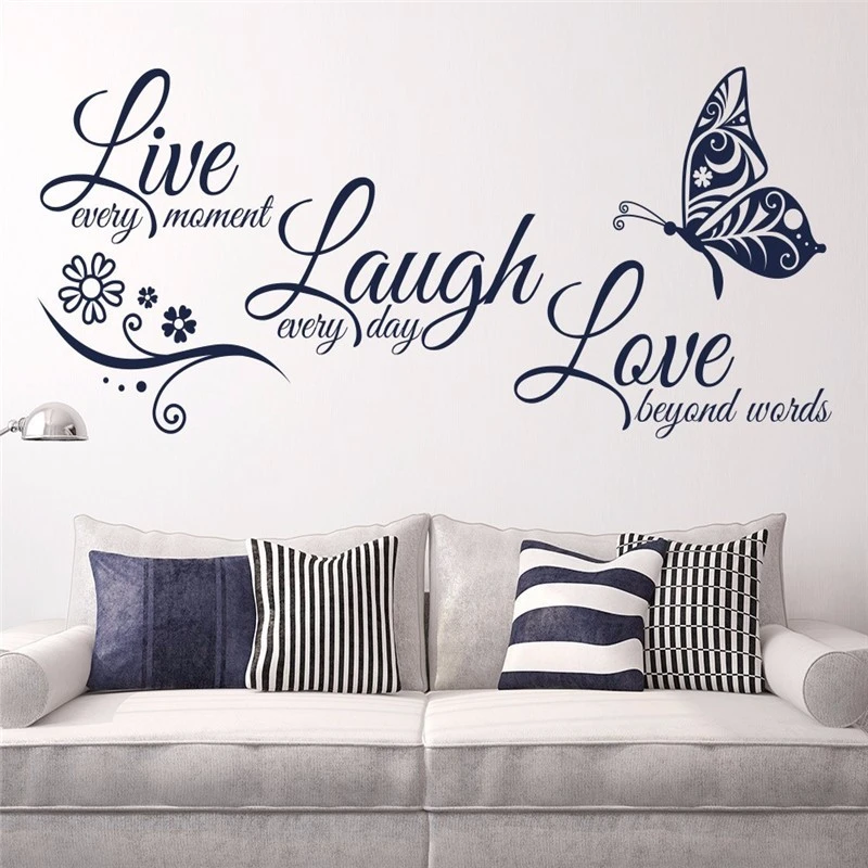 Live Laugh Love Sticker Wall Sticker Text Indexing Language Live Laugh Love Butterfly Flower S Art  Paper Decals Kids Room School Bedroom Removable Home| | - Aliexpress