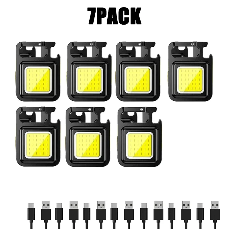 Compact USB Rechargeable LED Keychain Lantern - Multifunctional Portable Camping and Outdoor Work Light
