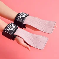 1Pair Cowhide Gym Gloves Pull-up Lifting Gymnastic Crossfit Anti-Skid Belt Wraps Support Palm Protection Pad Gloves For Women 1