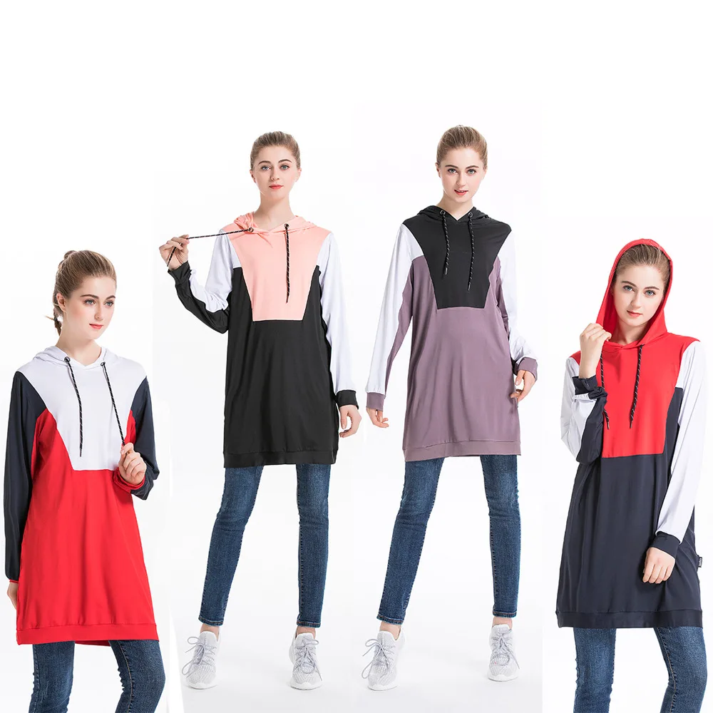 

New Middle East Arab Muslim Sports Casual Sweater Color Block Hoodied Y010 winter clothes women