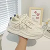 Trendy round Toe Women's Sports Shoes Thick Bottom Dad Shoes Anti-Slip Gusseted Canvas Shoes Breathable EVA Insoles Adult Size
