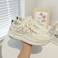 Trendy round Toe Women's Sports Shoes Thick Bottom Dad Shoes Anti-Slip Gusseted Canvas Shoes Breathable EVA Insoles Adult Size