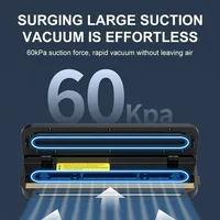 New Food Vacuum Sealer Machine Dry and Moist Food Modes 60KPA Automatic For Food Preservation With 10Pcs Bags Paper Making Ma 2