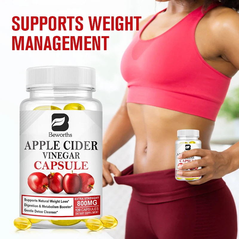 Weight Loss Pills 2Pcs Night Apple Cider Vinegar Capsules Digestion Detox Immune Cleanser Appetite Suppressant