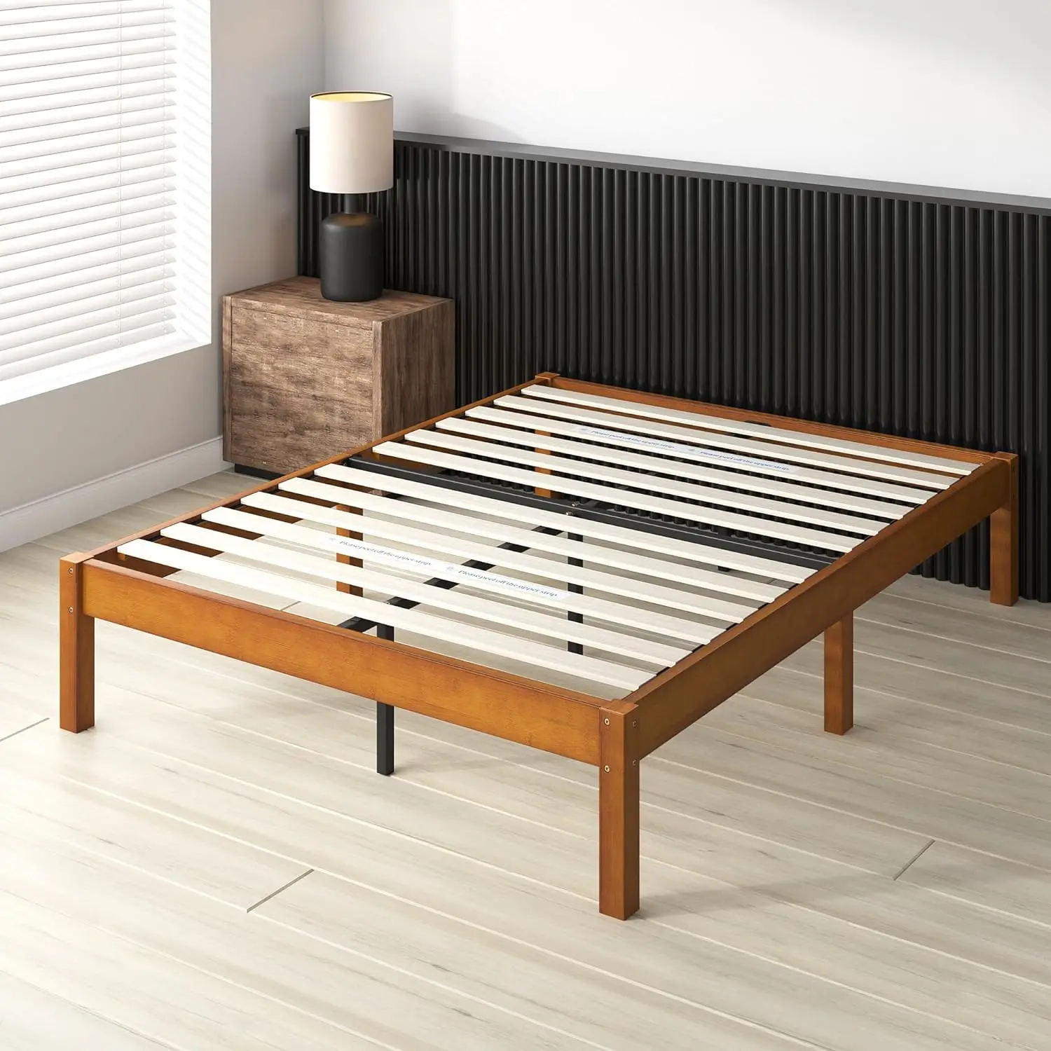 Ellie 14 Inch Bamboo Platform Bed Frame Wood Slat Support No Box Spring Needed Easy Assembly Queen SLEEK BUILT TO LAST