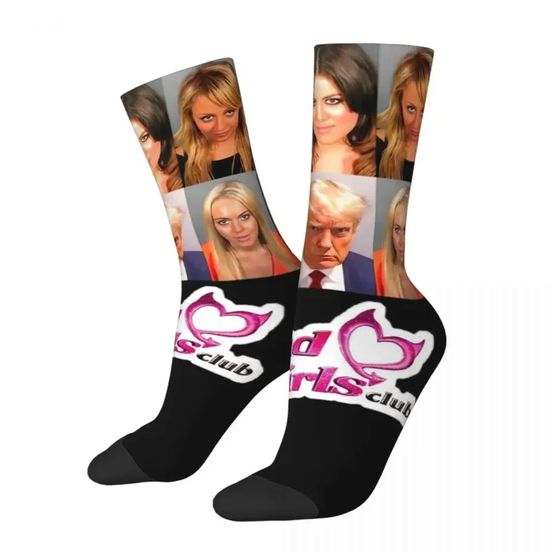 

Retro Parody Bad Girls Club Theme Design Sports Socks Stuff All Seasons Trump Mugshot Cute Crew Socks Breathable