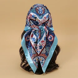 Elegant Satin Square Scarf - Silk Print Neckerchief & Stylish Headband Accessory - 90x90cm (JSC502 - 02)