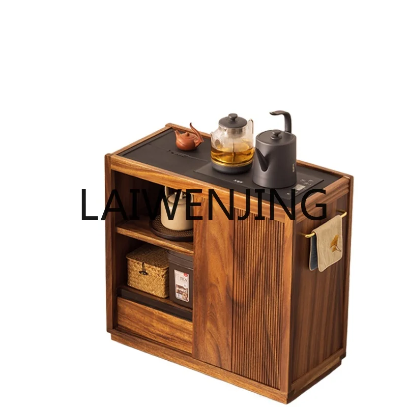 

RWJ Small Tea Table Walnut Mobile Kettle Integrated Tea Machine Living Room Side Table Cabinet