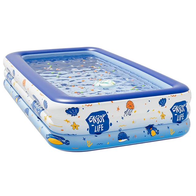 1.5M-3M Inflatable Swimming Pool Home Portable Large Adult Bath Rectangular Pool Thickening Pool for Outdoor Indoor Toddler Kids 1