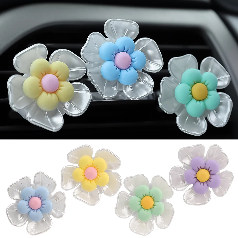 Clip de Perfume de flores para aire acondicionado de coche, ambientador Interior, Clip de aromaterapia, decoración, adornos de flores