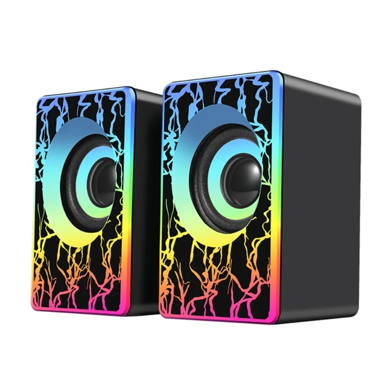 587D USB 스테레오 스피커 RGB 조명 배선 전체 주파수 데스크탑 PC 서브우퍼