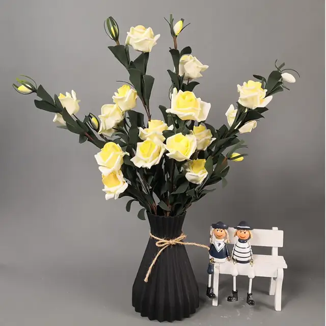 Fehér Rattan-Szerű Műanyag Váza Rattan Virág Nélkül Nélküli Dekorációs Divatvirágok