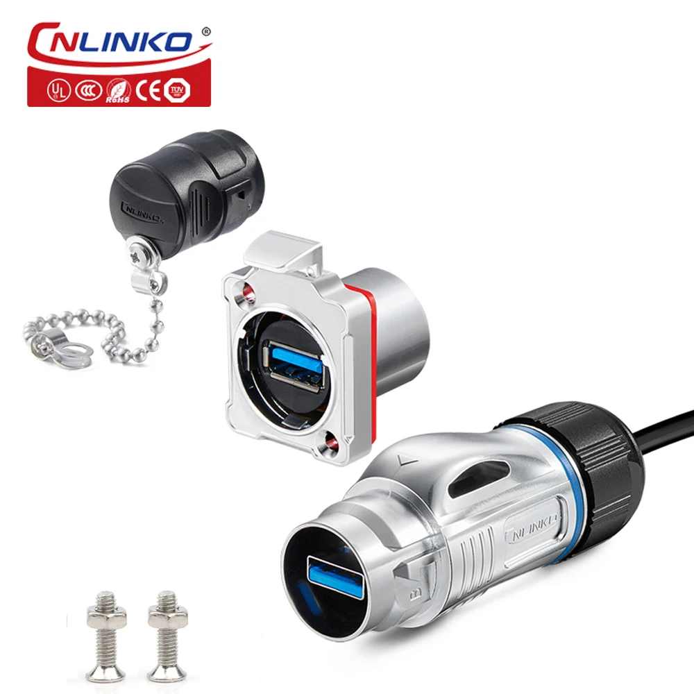 Cnlinko M24 Metal Shell Waterproof Usb3.0 Connector Usb Data Connector Adapter Male Plug With 0.5M Cable And Female Socket Cnlinko M24 Metal Shell Waterproof Usb3.0 Connector Usb Data Connector Adapter Male Plug With 0.5M Cable And Female Socket