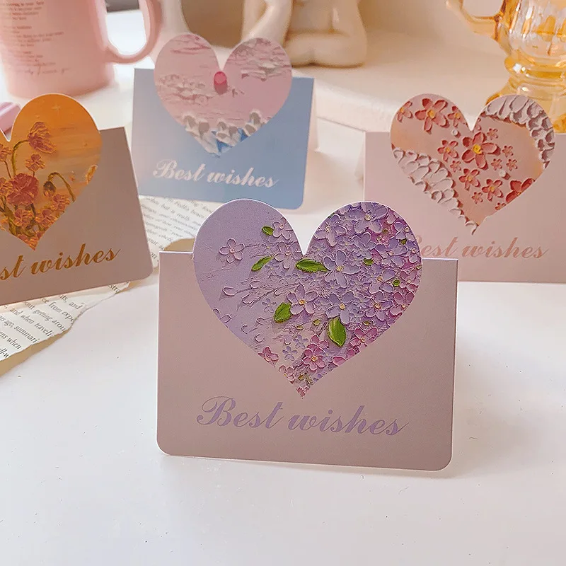 10pcs Heart Greeting Card Teachers Gift Card Wedding Birthday Romantic Invitations Wishing Postcard Почтовые Открытки