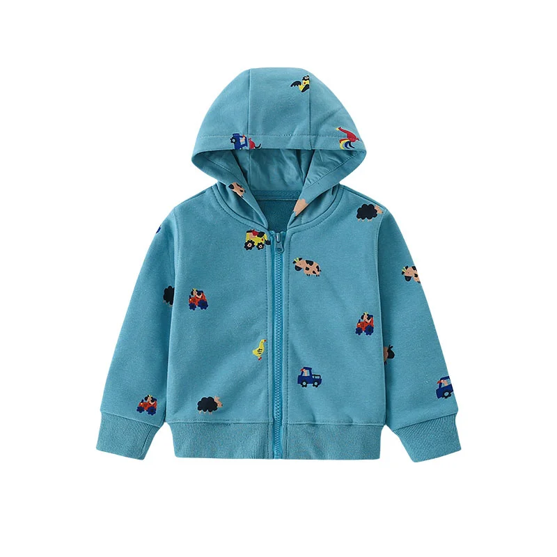 

Jumping Meters 2-7T Unicorn Outwear Girls Hooded Shirts With Zipper Hot Selling Children's Jackets Outwear Spring Wear