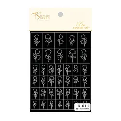 Floral Bloom Nail Art Adhesive Stickers - Abstract Flower Design (Rose)