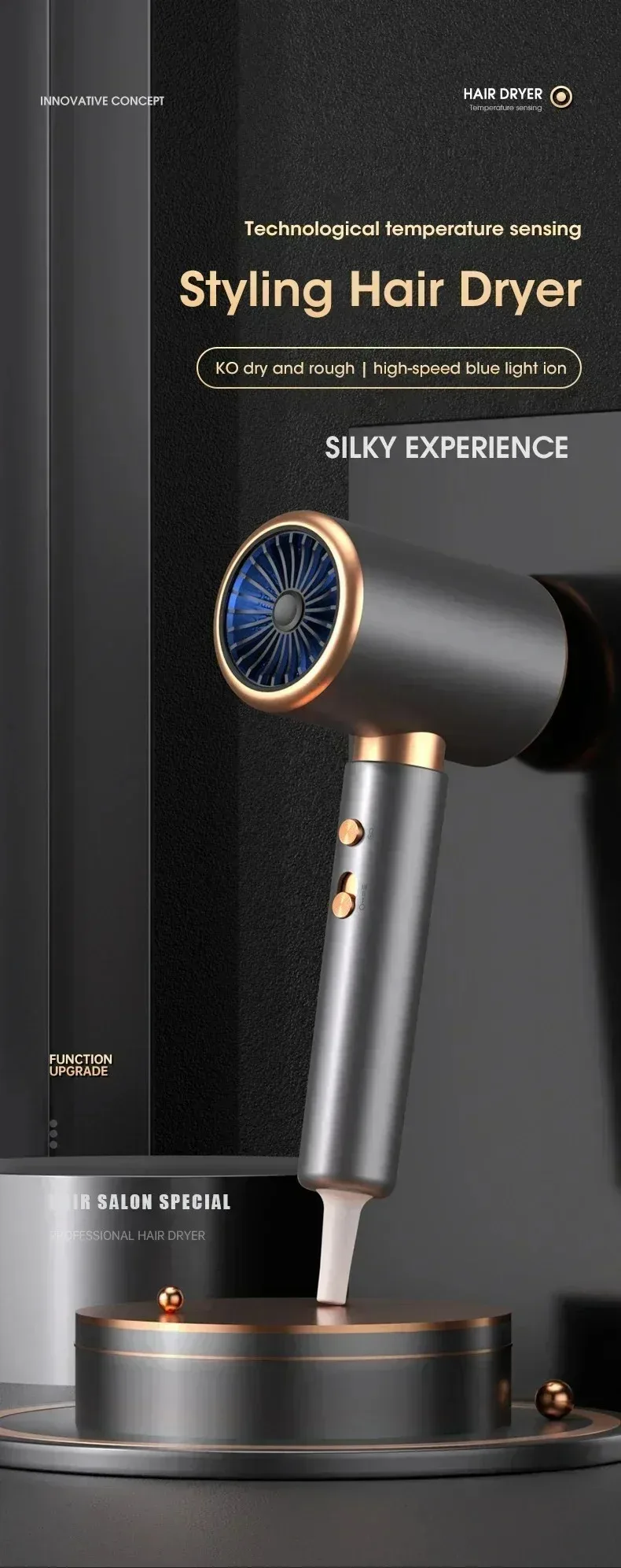 Professional Ionic Hair Dryer With Multiple Speed And Heat Settings_voghion.com