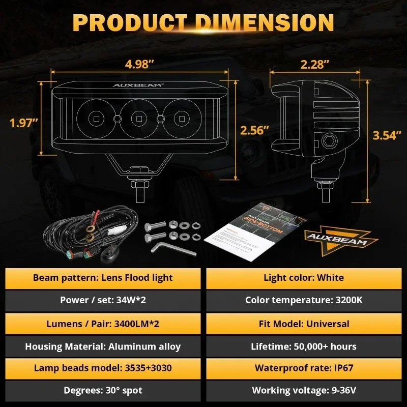 1쌍 5인치 60W LED 작업등 바 사이드 슈터 포드 드라이빙 라이트 스팟 드라이빙 라이트 램프 (지프 트럭 SUV ATV UTV 4x4용)
